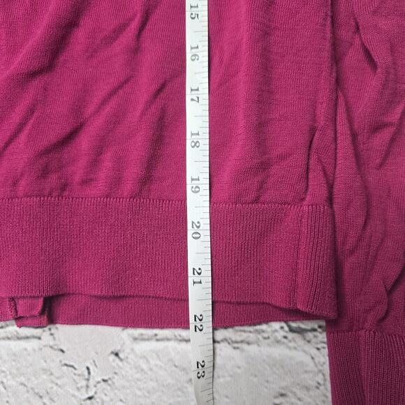 Loft Magenta Purple 100% Cotton Small Button Crew Neck Cardigan Sweater Size Med - Picture 9 of 11